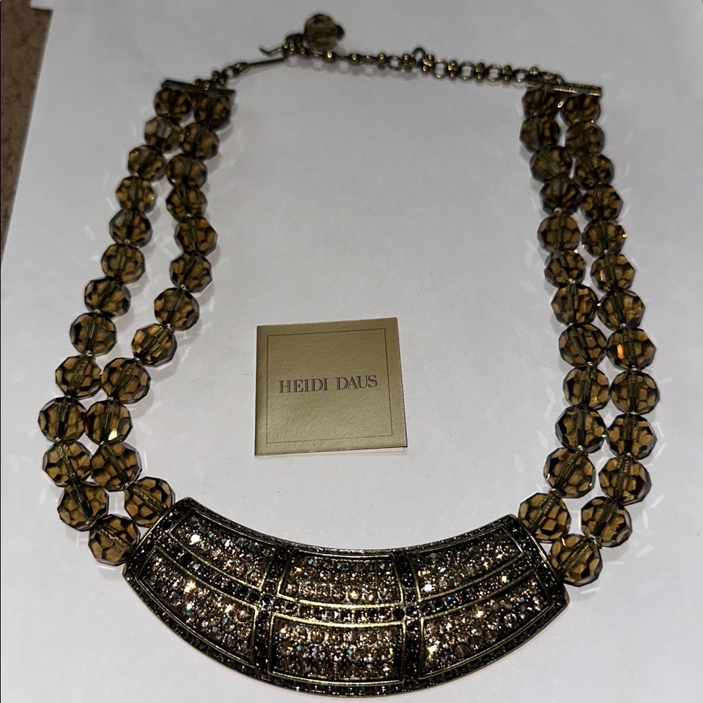 Heidi Daus Gold and Brown Beaded Necklace